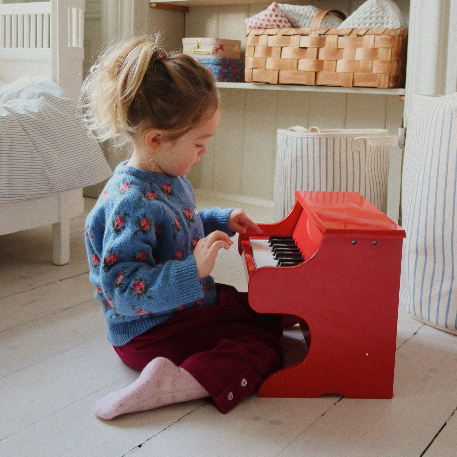 Red Wooden Glossy Toy Piano